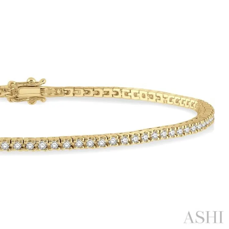 1 Ctw Close Fit Round Cut Diamond Tennis Bracelet in 10K Yellow Gold