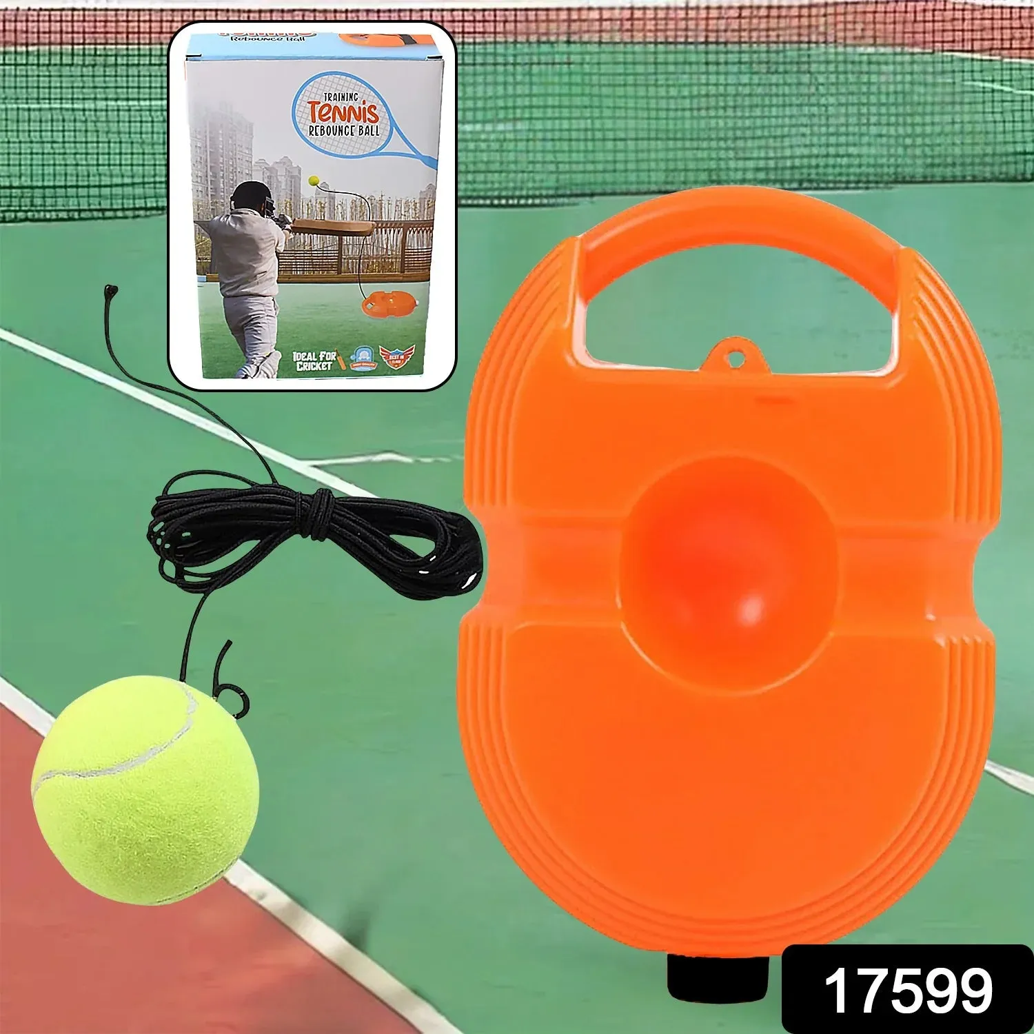 17599 TENNIS TRAINER REBOUND BALL WITH STRING, CONVENIENT TENNIS TRAINING GEAR, TENNIS PRACTICE DEVICE BASE FOR KIDS ADULTS