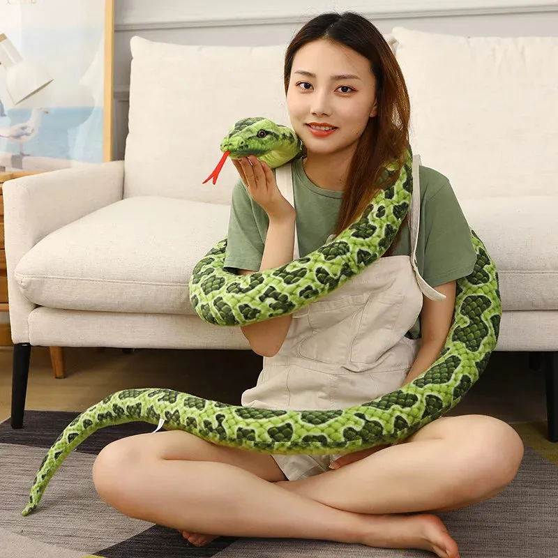 1pc 200cm/300cm Giant Snakes Plush Toy Simulation Long Golden Python Stuffed Snake Plushie Children Boys Gift Home Decoration