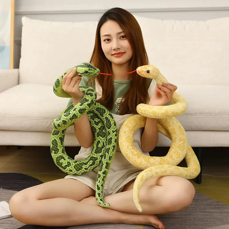 1pc 200cm/300cm Giant Snakes Plush Toy Simulation Long Golden Python Stuffed Snake Plushie Children Boys Gift Home Decoration