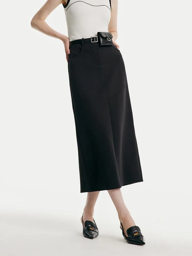 Airy Cotton Skirt With Belt And Bag