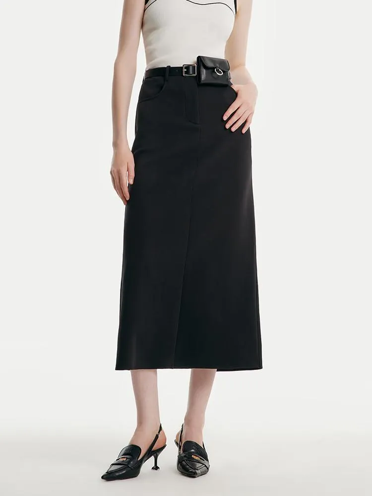 Airy Cotton Skirt With Belt And Bag