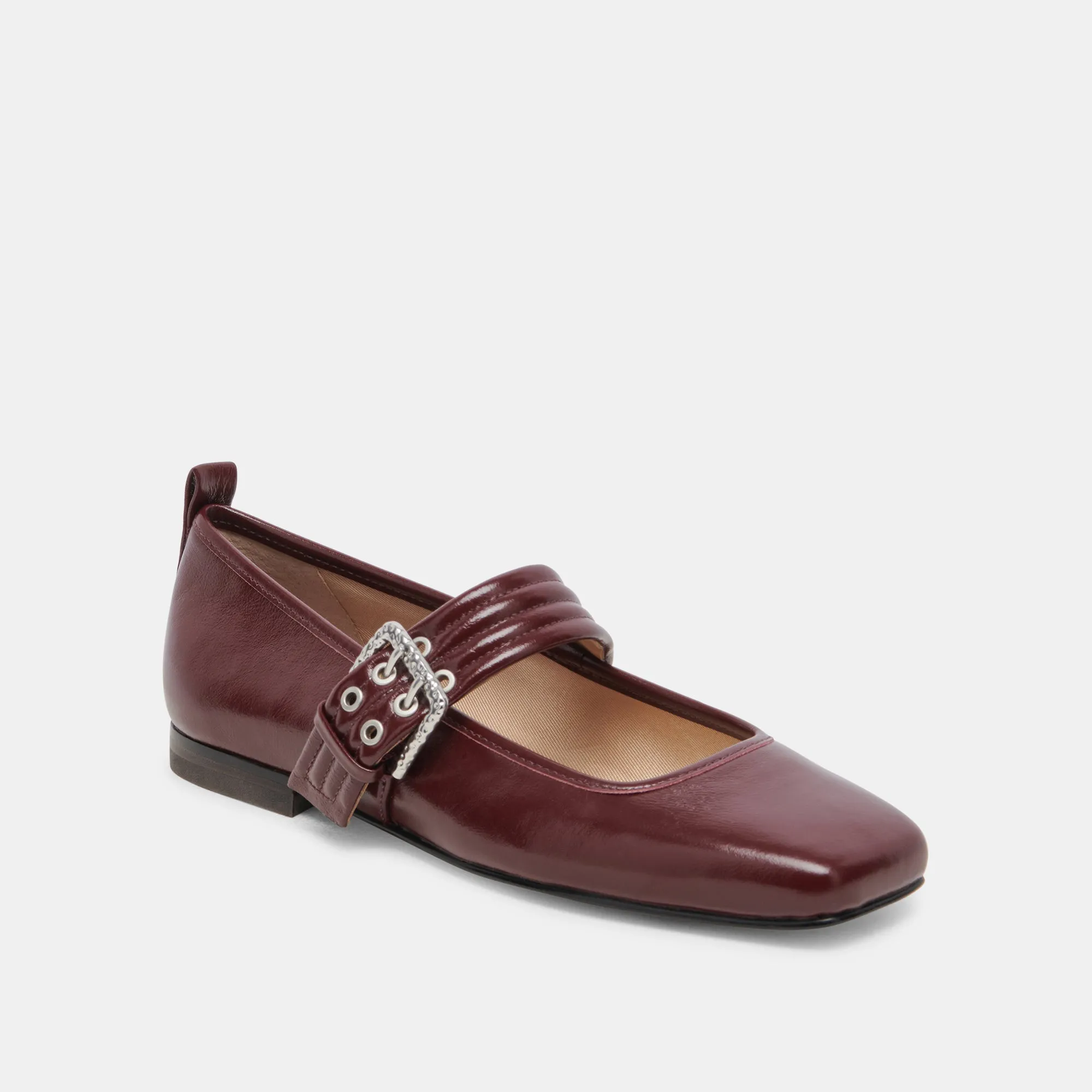 ARORA BALLET FLATS BURGUNDY CRINKLE PATENT