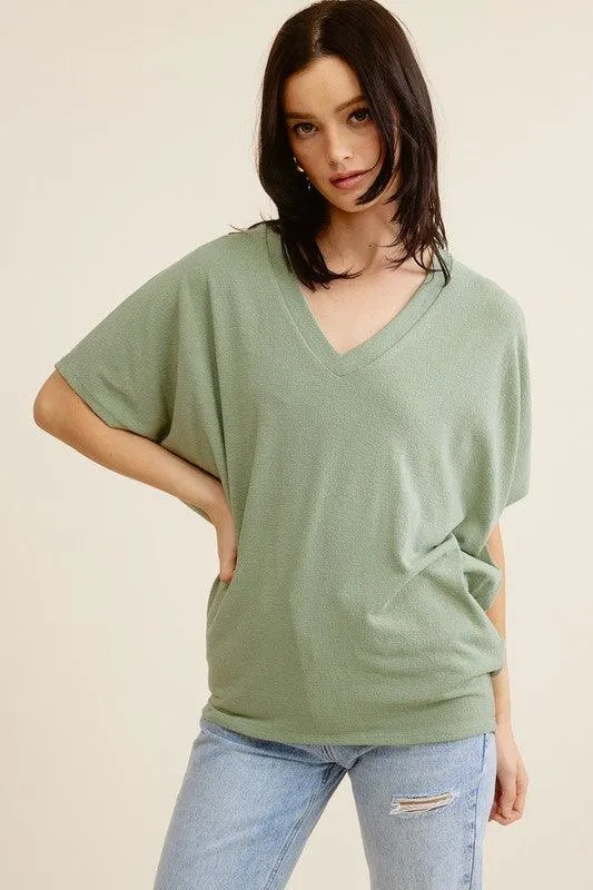 Aurora Bliss Short Sleeve Vneck Crepe Hachi Top