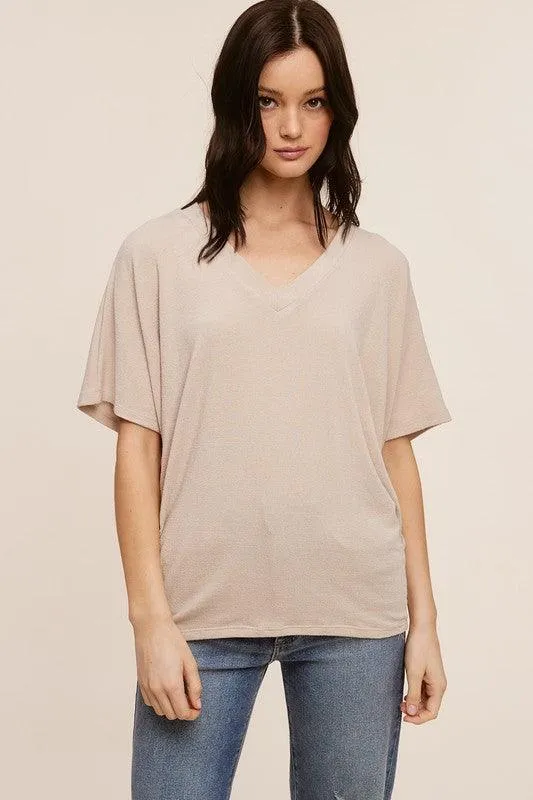 Aurora Bliss Short Sleeve Vneck Crepe Hachi Top