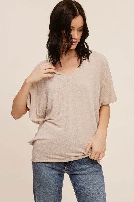 Aurora Bliss Short Sleeve Vneck Crepe Hachi Top