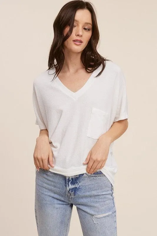 Aurora Bliss Short Sleeve Vneck Crepe Hachi Top