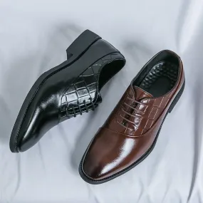 Business Formal Leather Shoes Lace-Up Embossed Patchwork Models Shoes | 8786