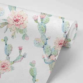 Desert Cactus Blooms Removable Wallpaper