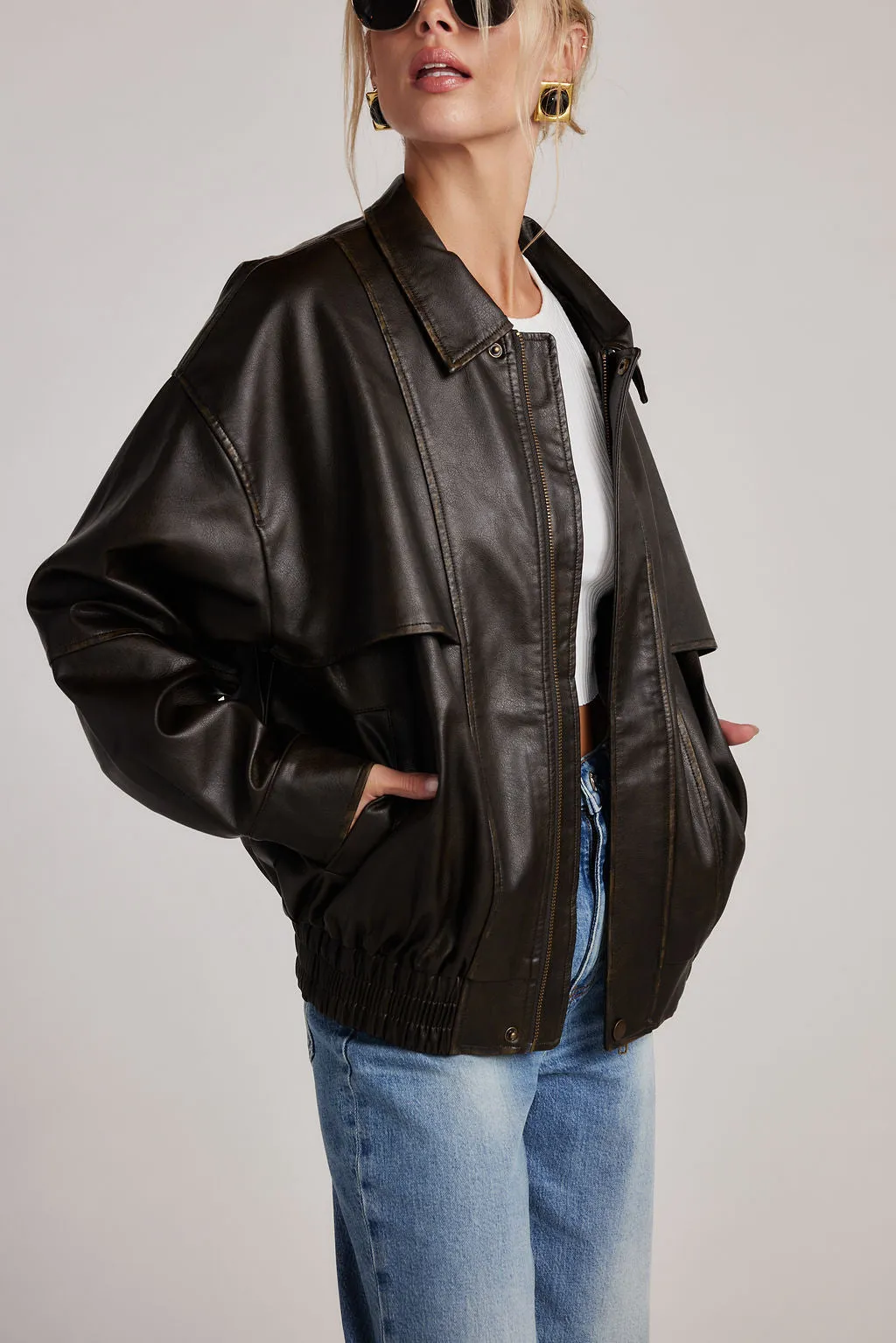 London Calling Brown Oversized Faux Leather Jacket