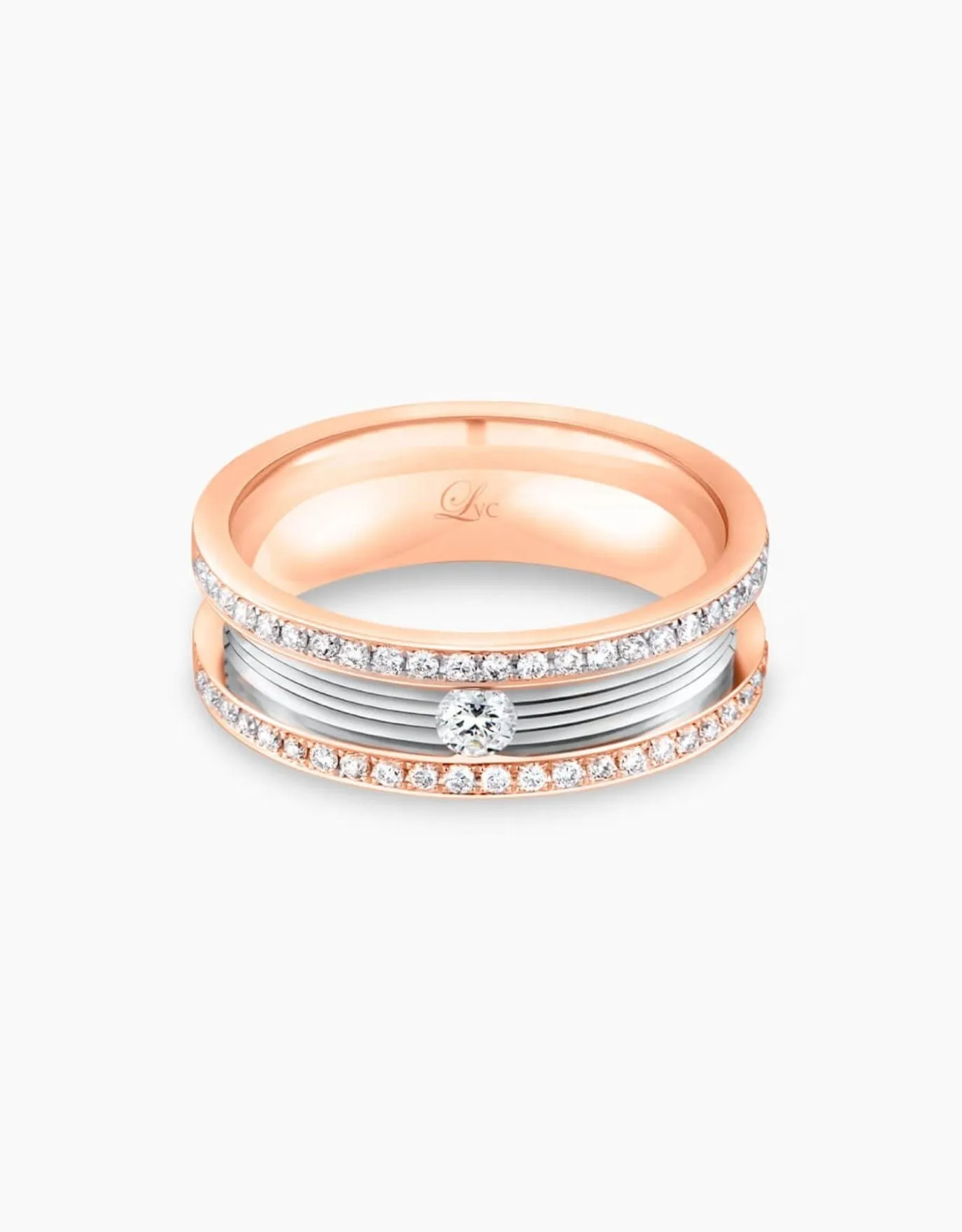 LVC Promise Eternity Wedding Band with a Center Solitaire Diamond