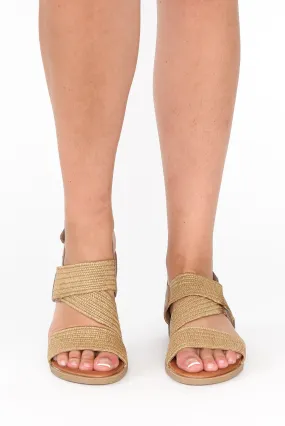 Miss Beige Raffia Elastic Sandal