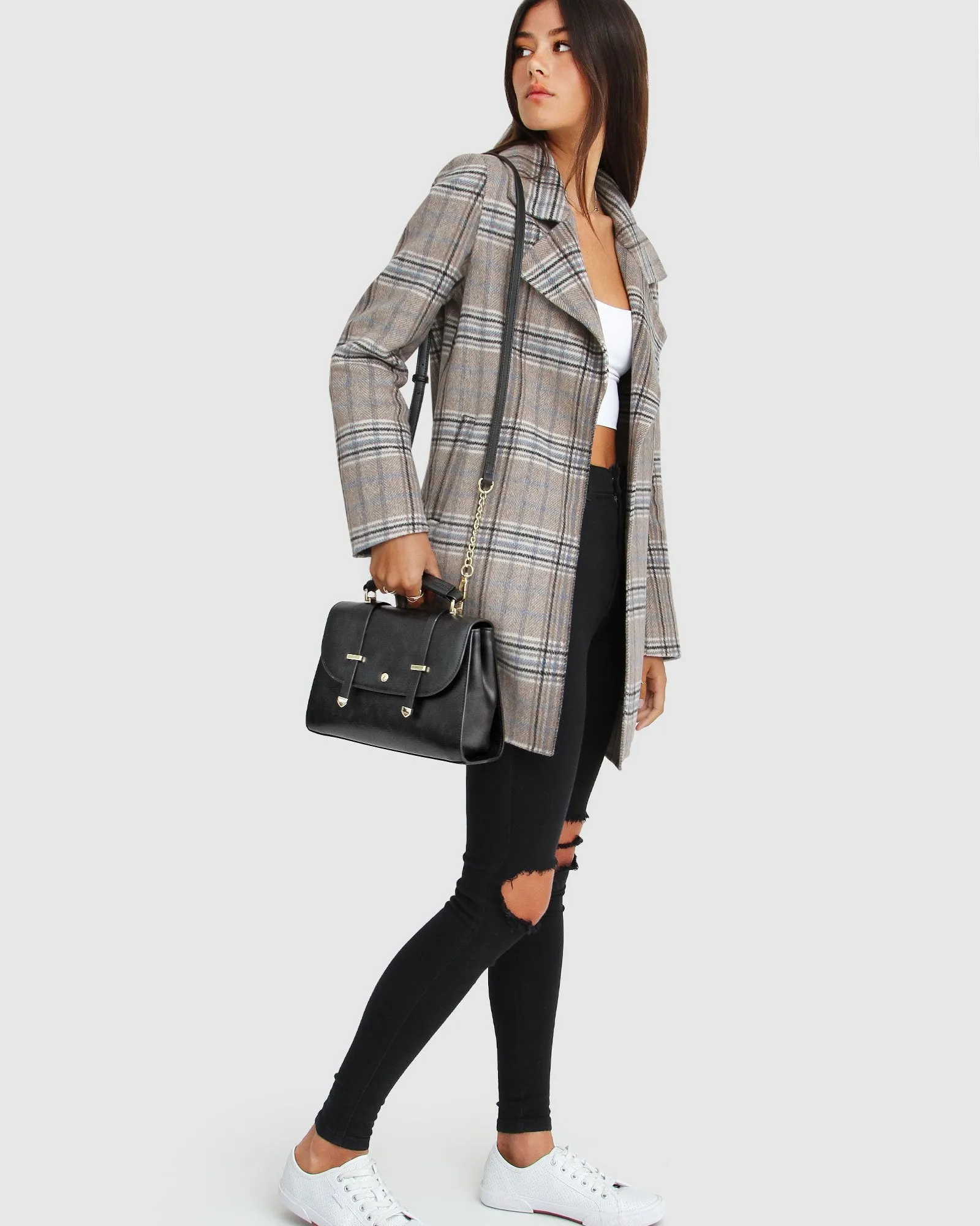 NEW FIT Ex-Boyfriend Wool Blend Oversized Jacket - Oat Plaid