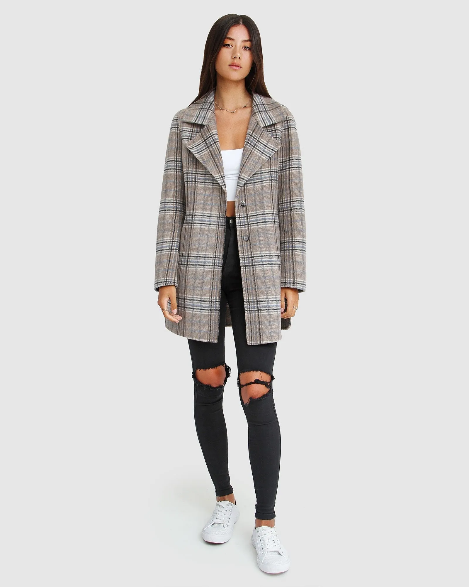 NEW FIT Ex-Boyfriend Wool Blend Oversized Jacket - Oat Plaid