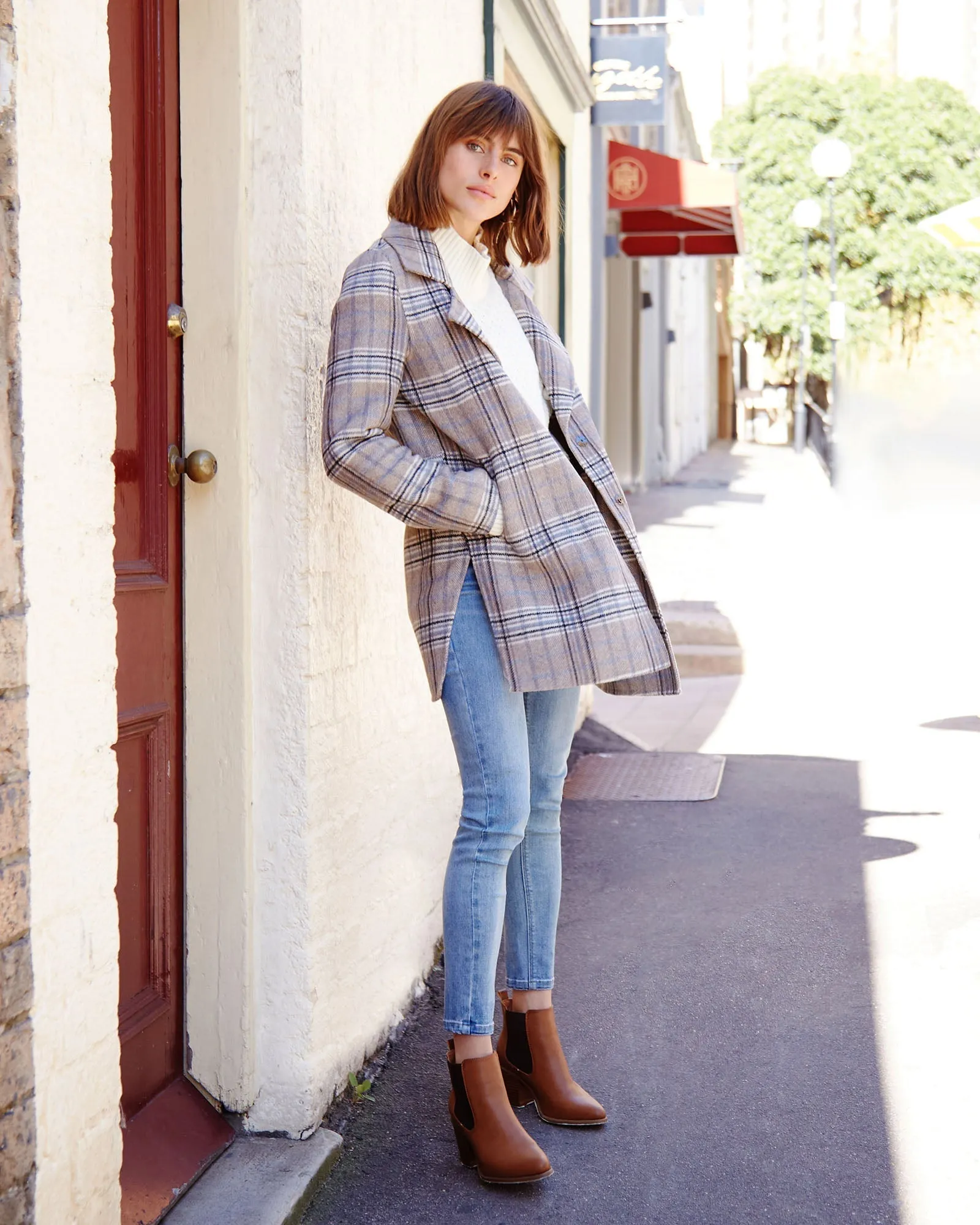 NEW FIT Ex-Boyfriend Wool Blend Oversized Jacket - Oat Plaid