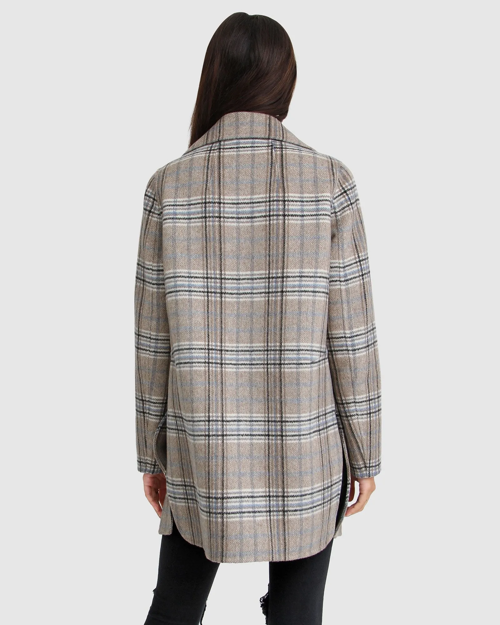 NEW FIT Ex-Boyfriend Wool Blend Oversized Jacket - Oat Plaid