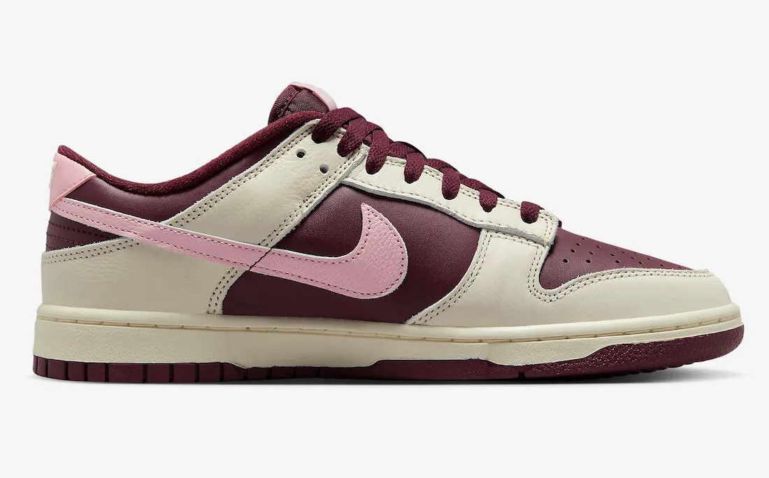 Nike Men's Dunk Low Retro RPM Shoes -  Pale Ivory / Medium Soft Pink / Night Maroon