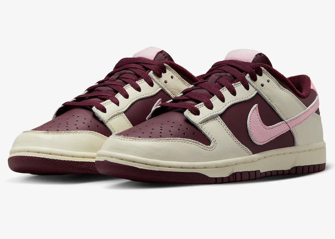 Nike Men's Dunk Low Retro RPM Shoes -  Pale Ivory / Medium Soft Pink / Night Maroon