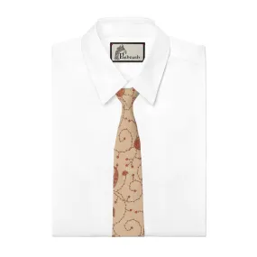 Pashtush mens Fine Wool tie, Embroidered design, Beige