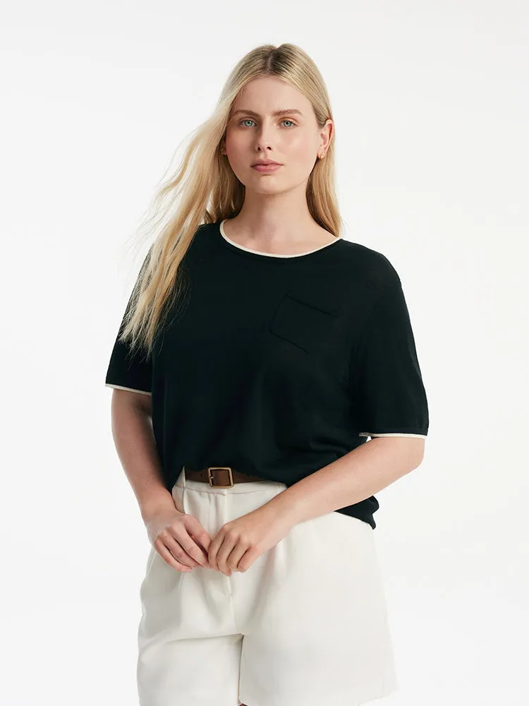 Pure Wool Short-Sleeved Pullover