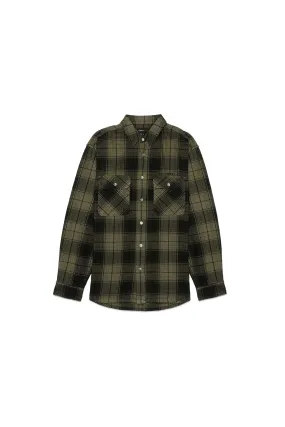 PURPLE BRAND P331 Overdyed Flannel Long Sleeve Shirt