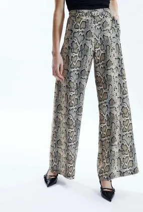 Python Print Trousers Beige