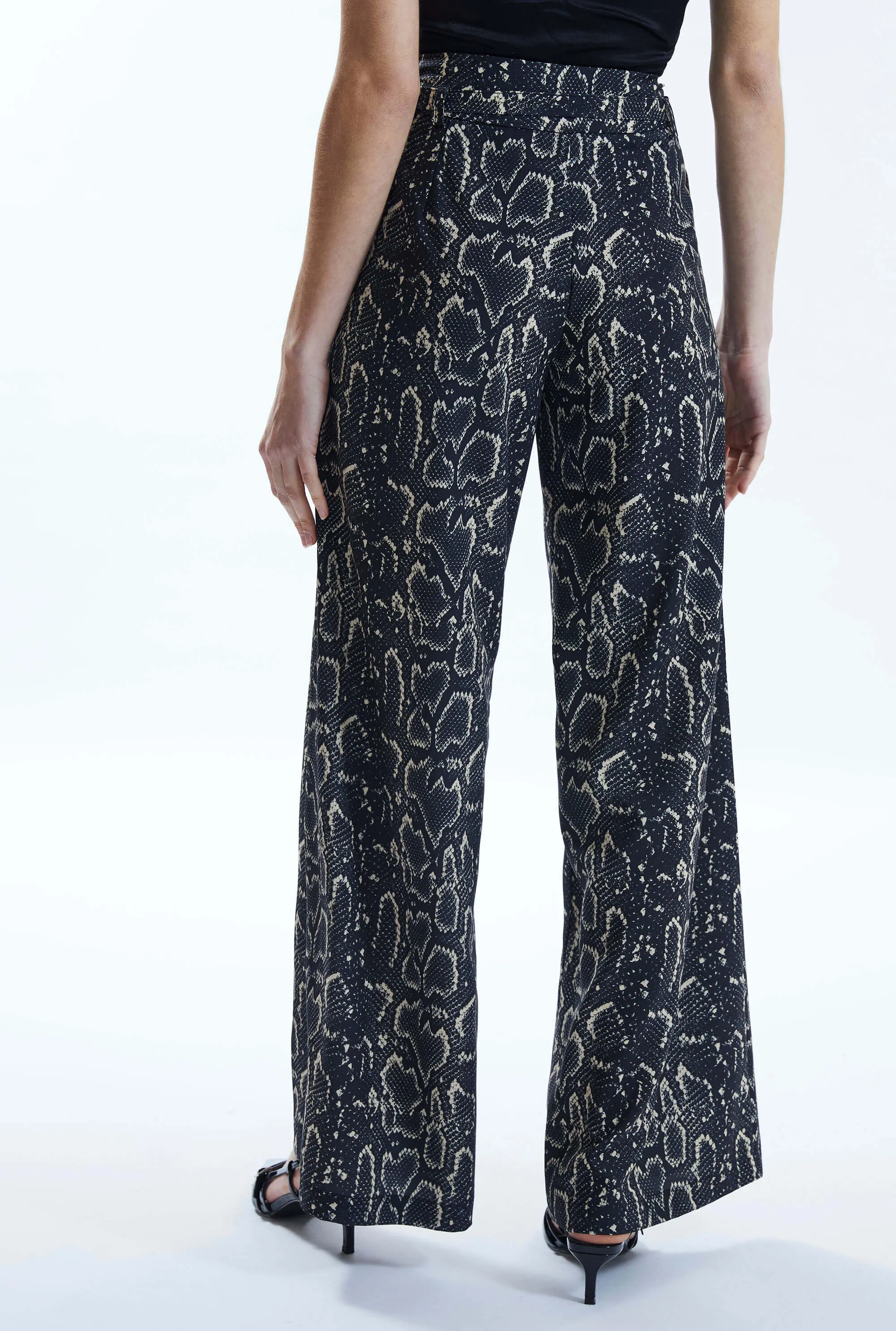 Python Print Trousers Black-Beige