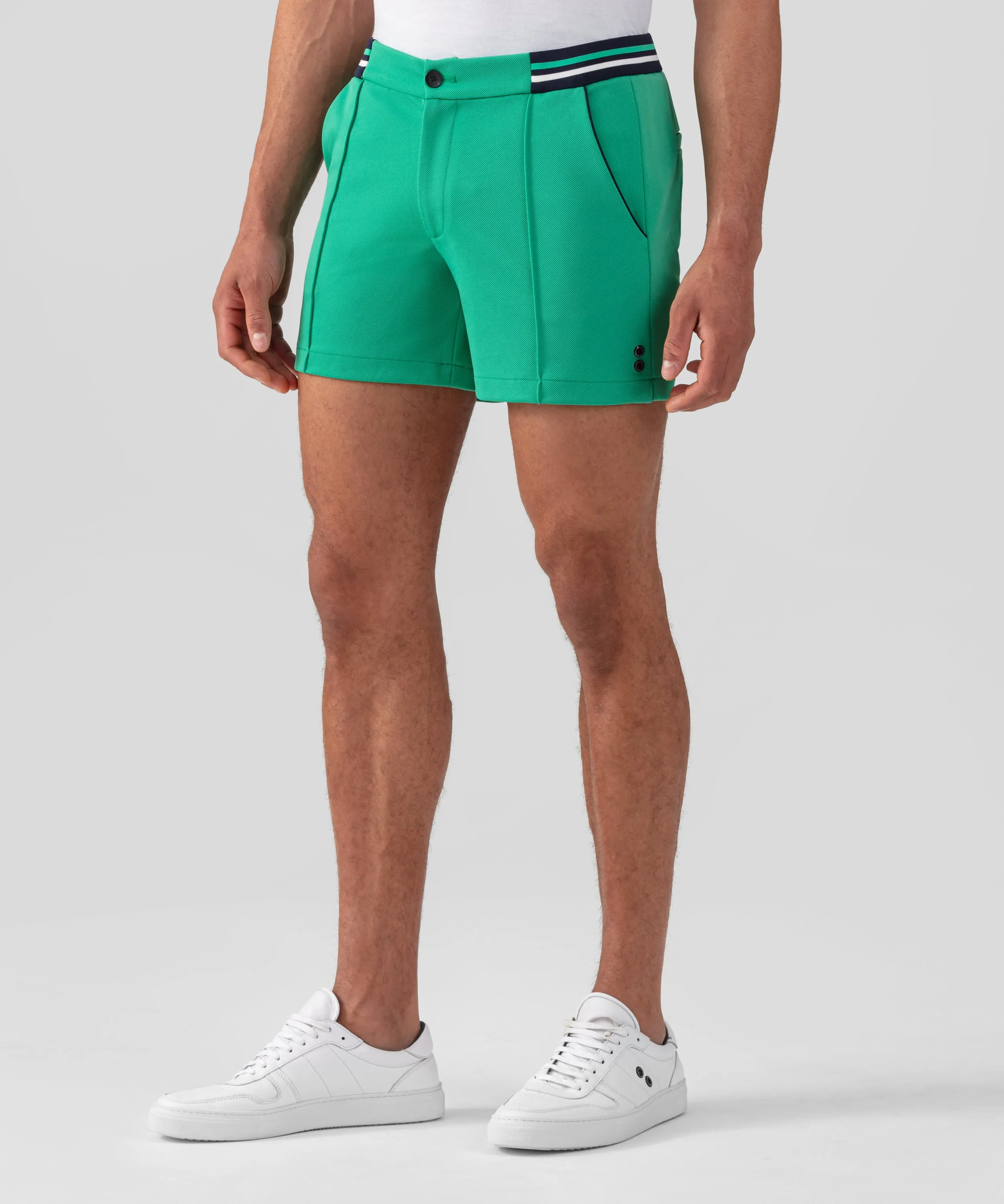 RD Tennis Shorts w. Striped Waist: Grass Green