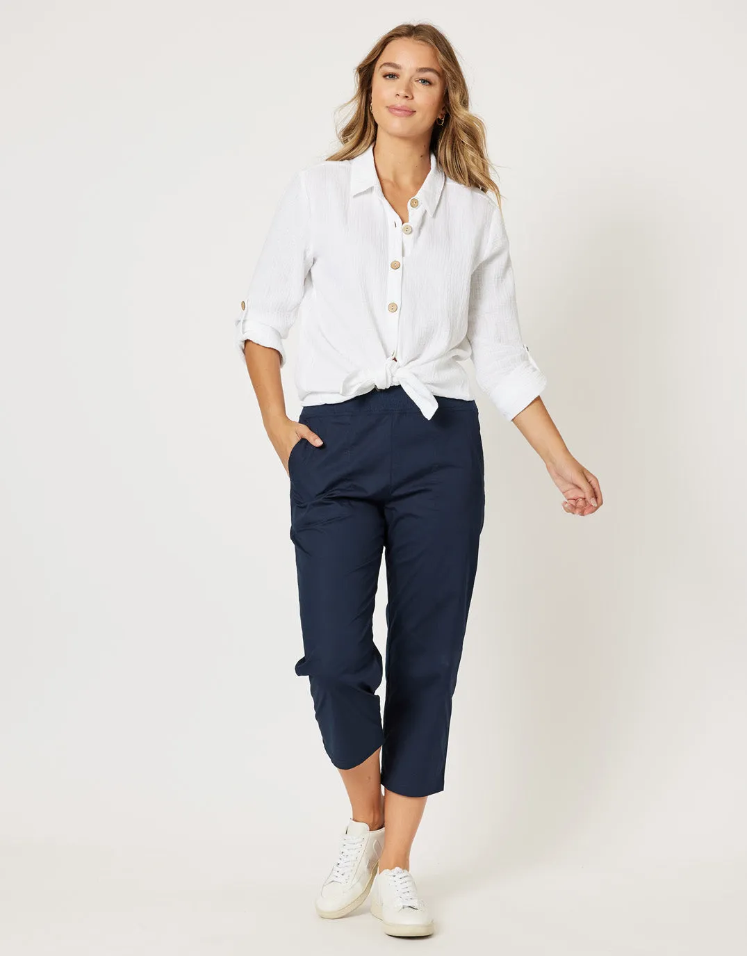 Santorini Cotton Pants - Navy