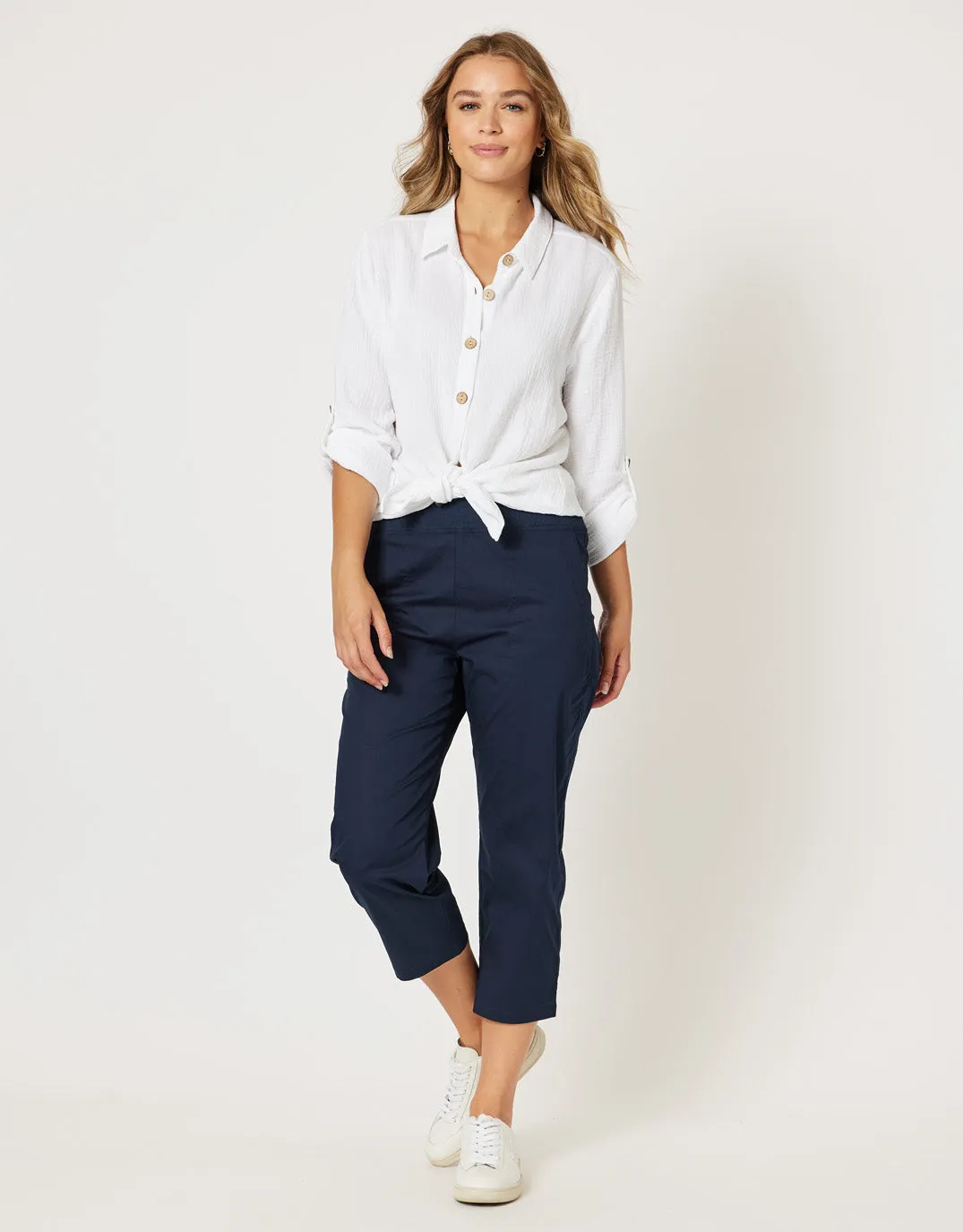 Santorini Cotton Pants - Navy