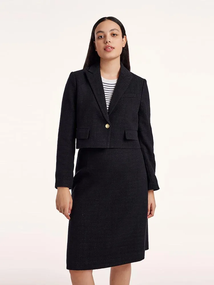 Short Blazer And A-line Women Skirt Two-Piece Suit