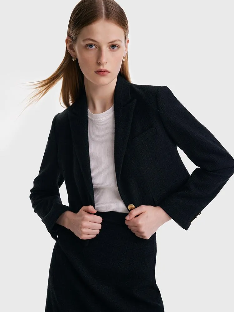 Short Blazer And A-line Women Skirt Two-Piece Suit