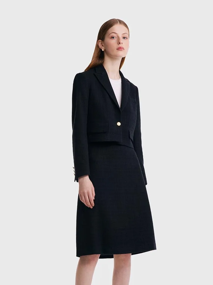 Short Blazer And A-line Women Skirt Two-Piece Suit