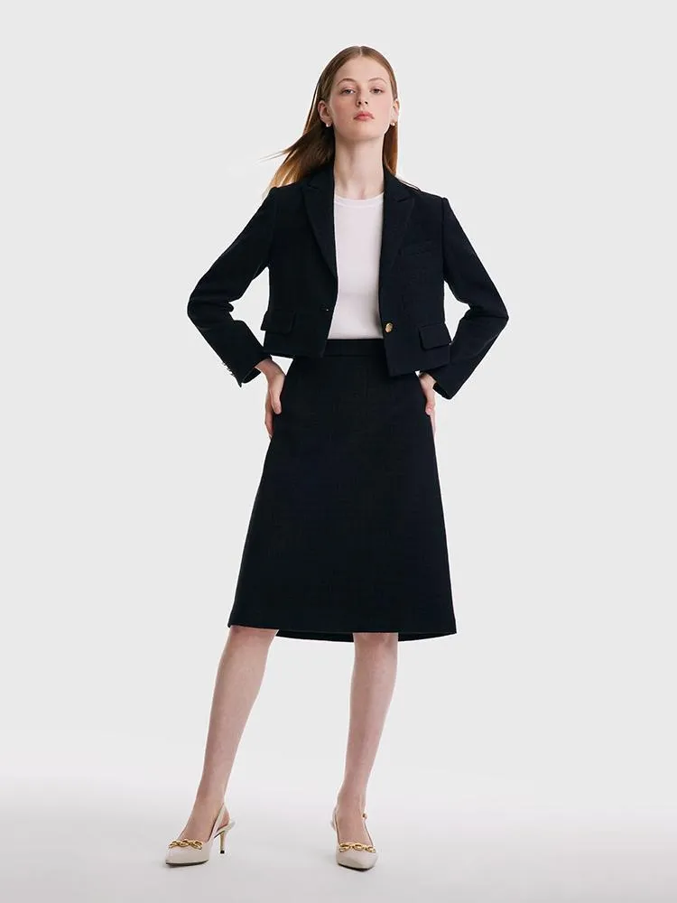 Short Blazer And A-line Women Skirt Two-Piece Suit