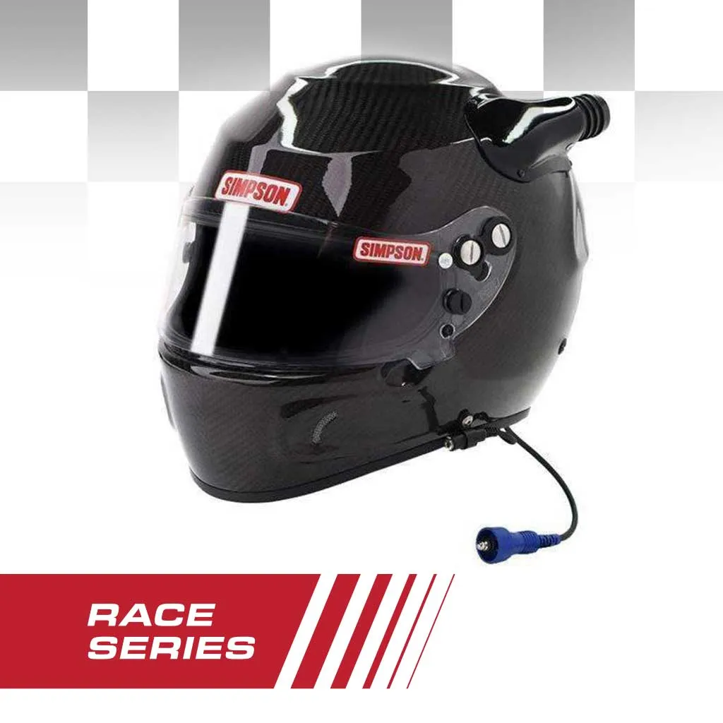 Simpson Lightweight Carbon Fiber DesertDevil RACE Helmet With OFFROAD Wired Racing Helmet Kit - Extra Small