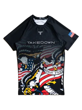 Star Spangled Short-Sleeve Rashguard - Black