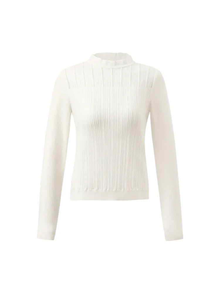 Tencel Wool Lace Ruffle Sweater