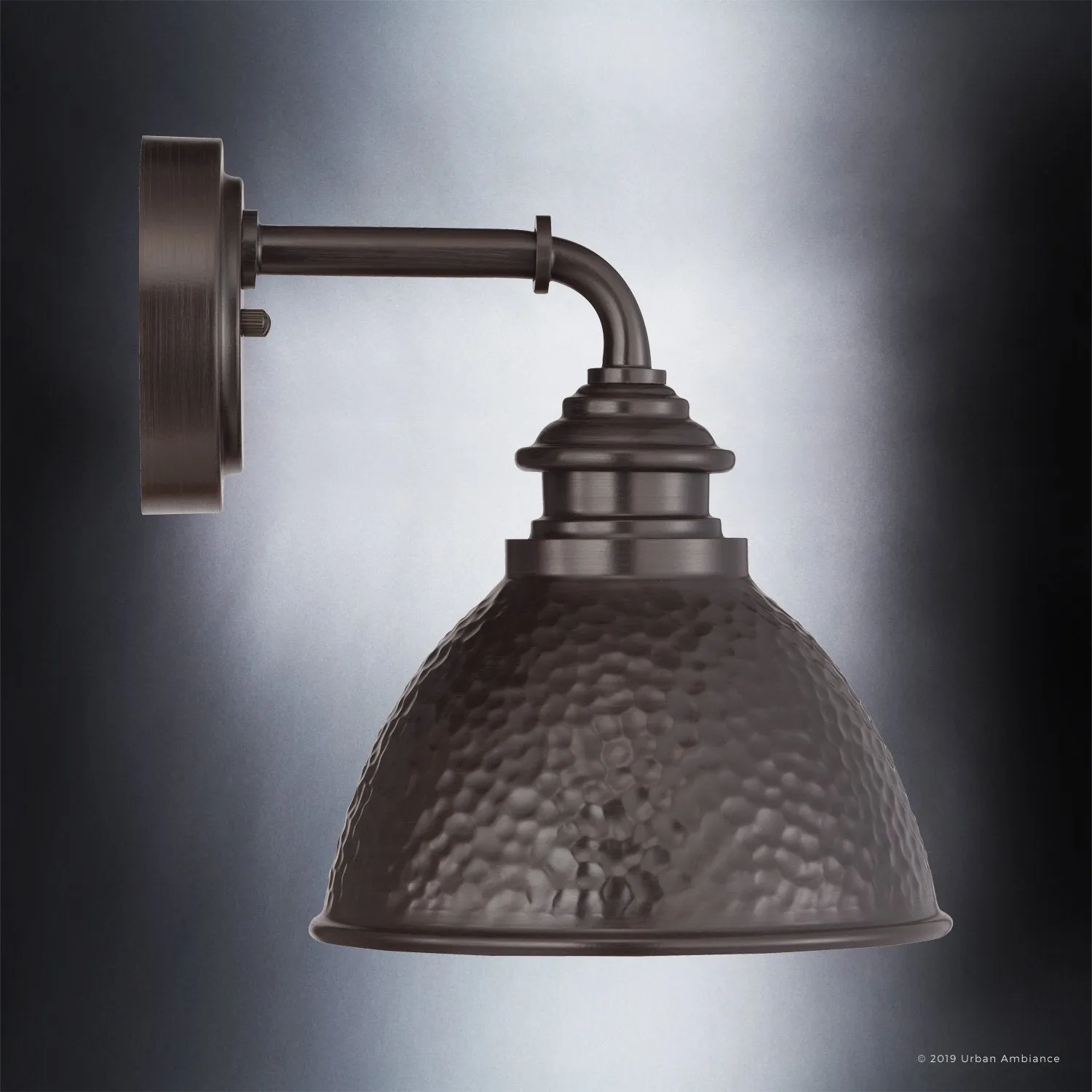 UHP1173 Hammered Outdoor Wall Light, 9-3/4" x 8", Olde Bronze Finish, Firenze Collection