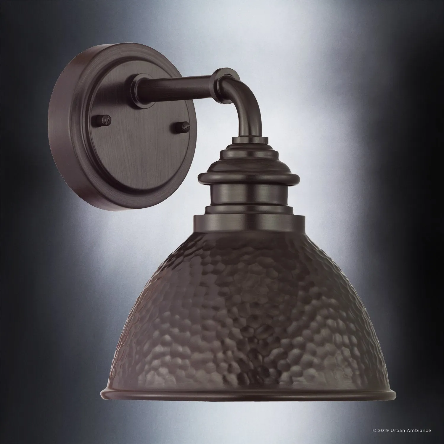 UHP1173 Hammered Outdoor Wall Light, 9-3/4" x 8", Olde Bronze Finish, Firenze Collection