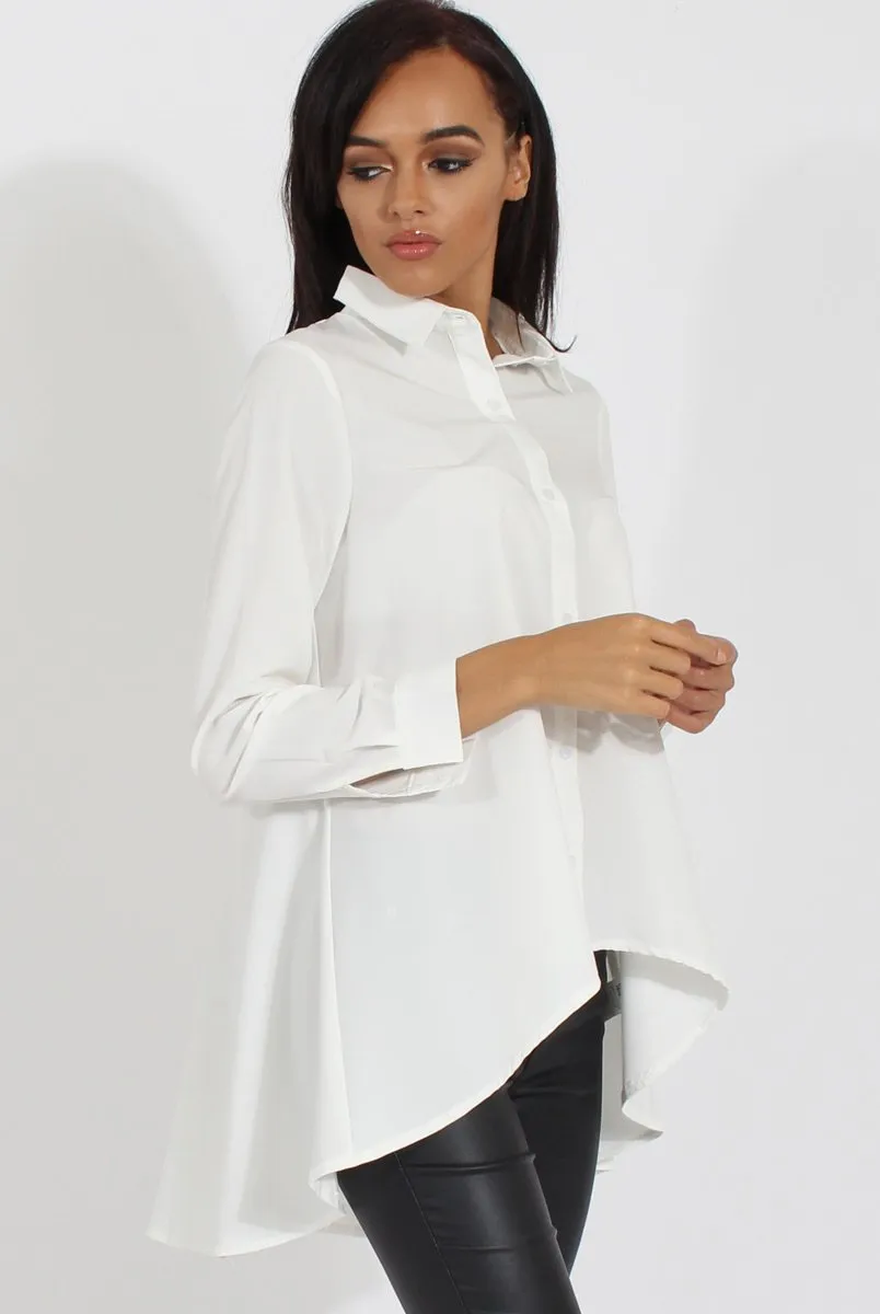 White Dipped Hem Shirt - Paloma