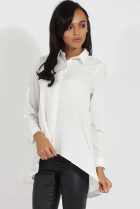 White Dipped Hem Shirt - Paloma