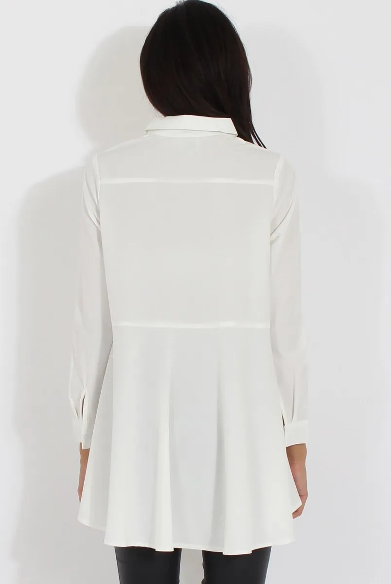 White Dipped Hem Shirt - Paloma