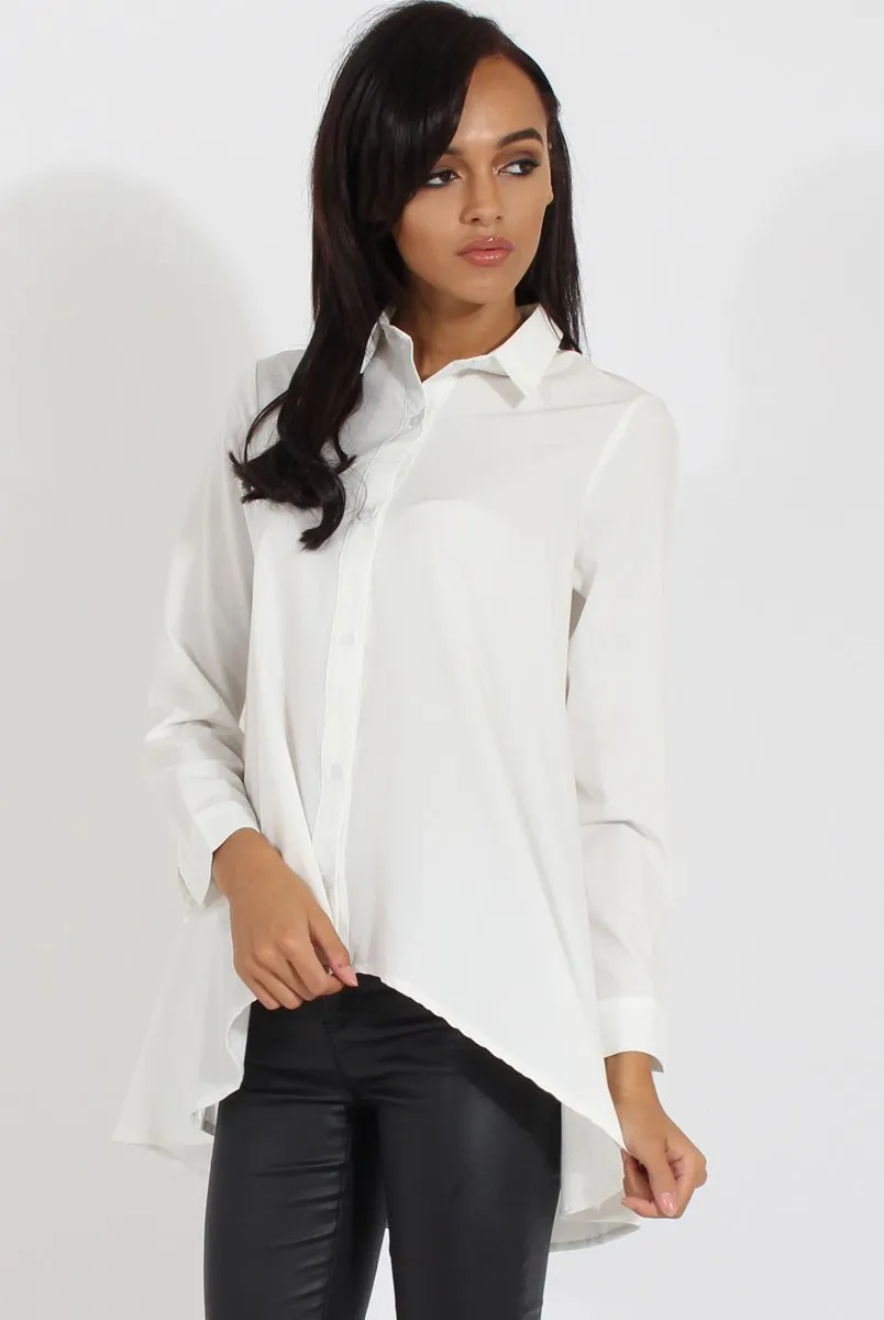 White Dipped Hem Shirt - Paloma