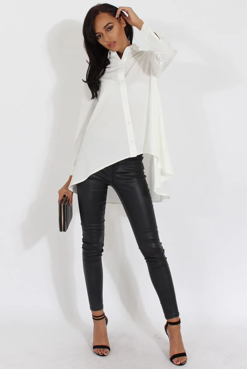 White Dipped Hem Shirt - Paloma