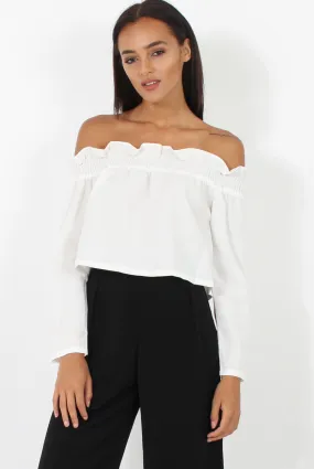 White Off Shoulder Crop Top - Violetta