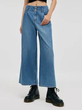 Wide-Leg Loose Women Capri Jeans