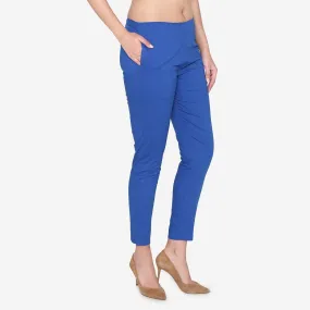 Women's Cotton Formal Trousers - True Blue