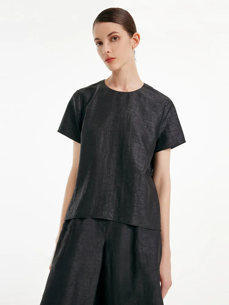 Xiang Yun Silk Short Sleeve Woven T-shirt