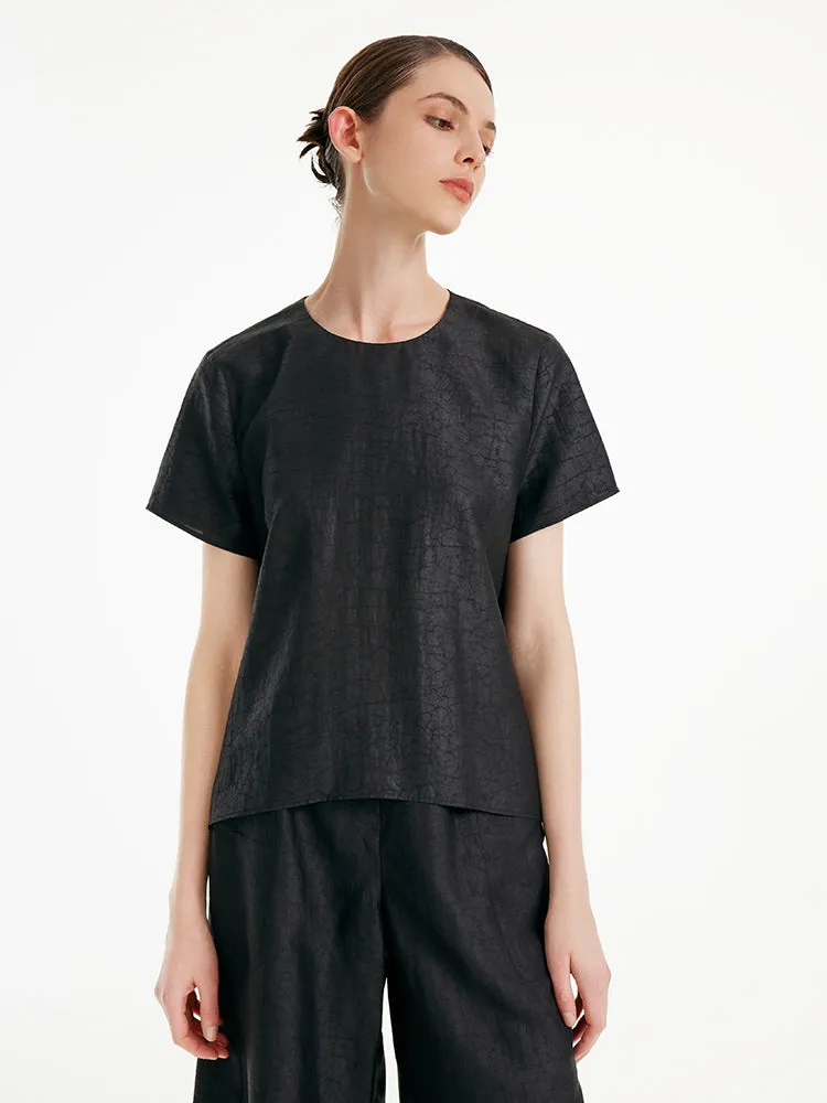 Xiang Yun Silk Short Sleeve Woven T-shirt