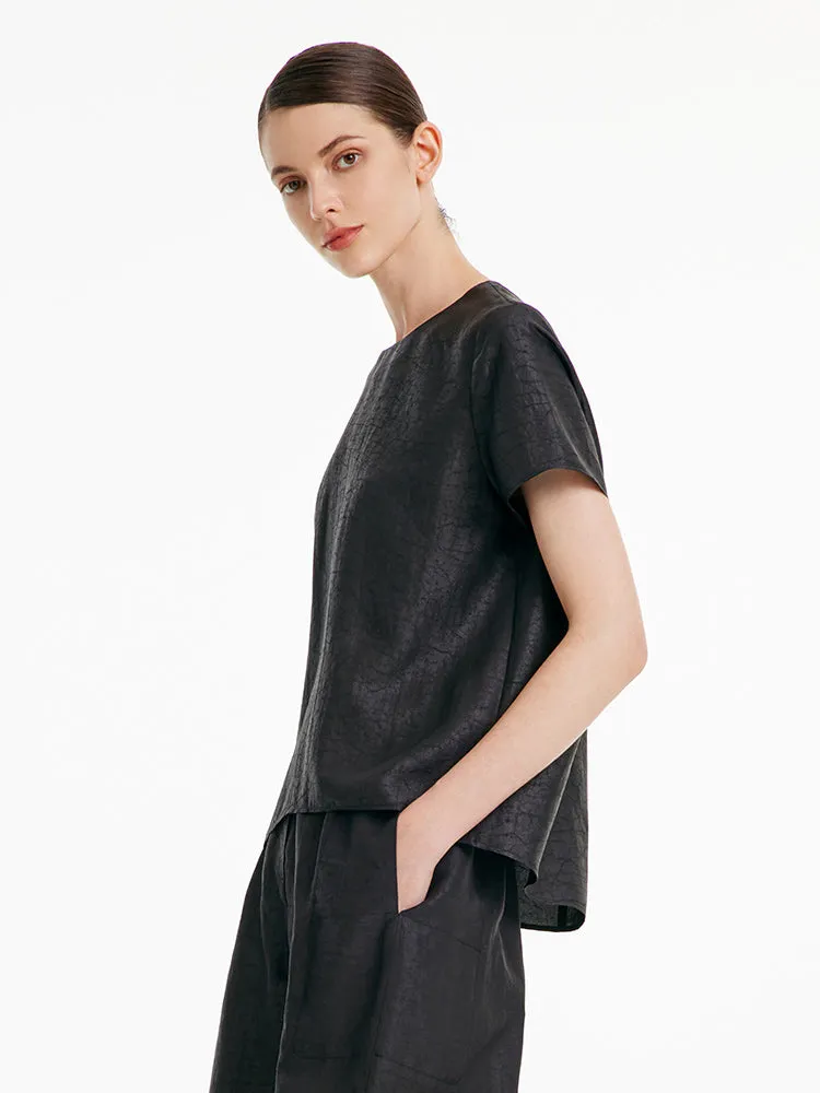 Xiang Yun Silk Short Sleeve Woven T-shirt